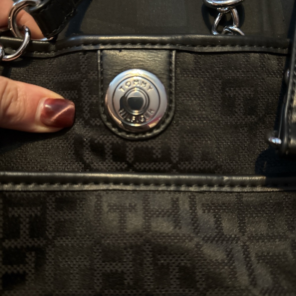 Tommy Hilfiger Black Monogram Shoulder Bag